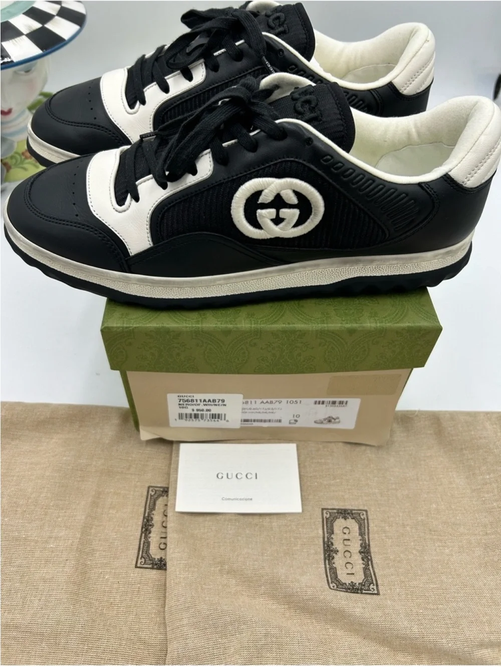 Men’s Gucci, Mac 80 low top leather sneakers size 43/10 made in Italy NWT